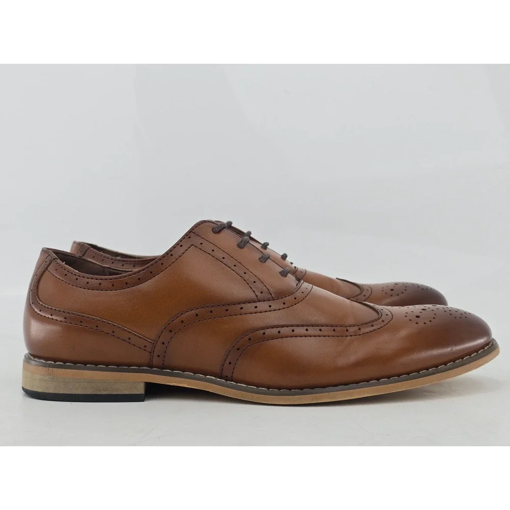 Stacy Adams Wingtip Oxfords Mens 6 Brown Brogue Dress Shoes -Good